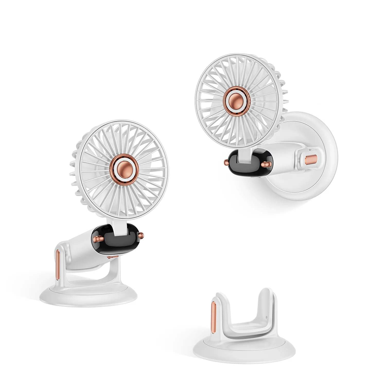 Picture of Handheld folding fan with rotating base GEMWON White